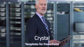  Presentation with digital communications - Slides consisting of information security wide - senior businessman network server room background and a tawny brown colored foreground