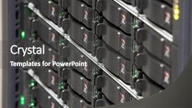  Presentation with server - Cool new PPT layouts with information security wide - server rack with multiple hard backdrop and a  colored foreground