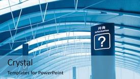  Presentation with airport departure arrival information board - Theme having information sign in the airport background and a light blue colored foreground