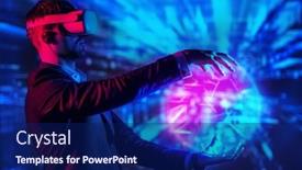  Presentation with information technologies - Presentation theme with information-technologies-of-the-future background and a navy blue colored foreground