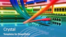  Presentation with information technology - Slide set with information technology computer network telecommunication background and a teal colored foreground