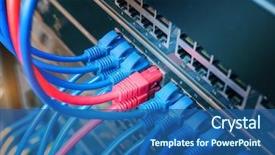  Presentation with information technology - Theme featuring information technology computer network telecommunication background and a ocean colored foreground