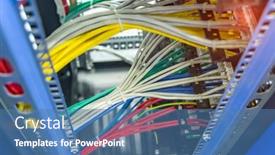  Presentation with information technology - Presentation theme featuring information-technology-computer-network background and a teal colored foreground