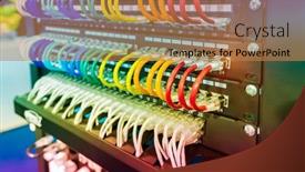  Presentation with information technology - Slide set having information-technology-computer-network background and a coral colored foreground