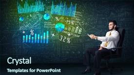  Presentation with high tech technology - Cool new slide set with information technology documentation - businessman in office chair backdrop and a wine colored foreground