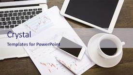  Presentation with cup coffee - Colorful PPT layouts enhanced with information technology documentation - laptop tablet smartphone and coffee backdrop and a  colored foreground