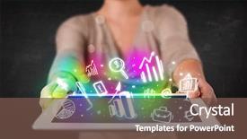  Presentation with tablets wood table tablet white - Beautiful presentation theme featuring information technology documentation - young person holding white tablet backdrop and a  colored foreground