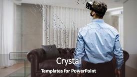  Presentation with information technology - Amazing PPT theme having information technology information technology architecture - man holding virtual reality glasses backdrop and a wine colored foreground