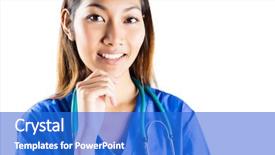  Presentation with nurse thinking - Slide set featuring information technology intern - asian nurse thinking with hand background and a cobalt blue colored foreground