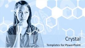  Presentation with nurse thinking - Amazing presentation having information technology intern - asian nurse thinking with hand backdrop and a light blue colored foreground