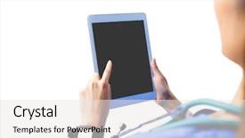  Presentation with nursing to nurse communication - Presentation design with information technology intern - asian nurse using tablet background and a white colored foreground