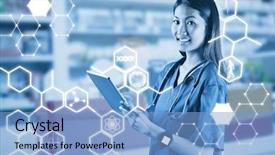  Presentation with intern - Slide deck consisting of information technology intern - asian nurse using tablet background and a light blue colored foreground