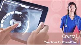  Presentation with nurse - Presentation theme enhanced with information technology intern - asian nurse with stethoscope looking background and a coral colored foreground