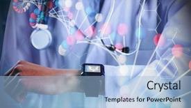  Presentation with intern - Slide deck consisting of information technology intern - mid section of female doctor background and a light blue colored foreground