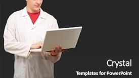  Presentation with intern - Cool new slides with information technology intern - portrait of a doctor surfing backdrop and a dark gray colored foreground