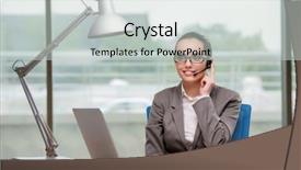  Presentation with call center reporting - Amazing theme having information technology outsource - call center operator working backdrop and a  colored foreground