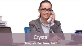  Presentation with scroll paper isolated on white - PPT theme consisting of information technology outsource - young businesswoman in office isolated background and a gray colored foreground