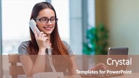  Presentation with phone - Amazing presentation having information technology outsource - young woman talking on phone backdrop and a  colored foreground