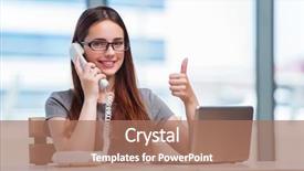  Presentation with working - Presentation design featuring information technology outsource - young woman working background and a  colored foreground