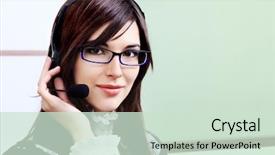  Presentation with information technology - Presentation theme featuring information technology services - business theme beautiful businesswoman working background and a  colored foreground