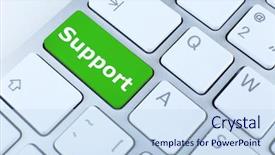  Presentation with support - Theme enhanced with information technology services - close up of support keyboard background and a sky blue colored foreground