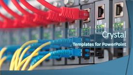  Presentation with fiber optic - Slide set having information technology services - fiber optic cables connected background and a ocean colored foreground
