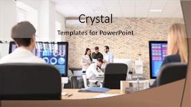  Presentation with finance - PPT layouts with information technology strategy - young women working in office background and a lemonade colored foreground