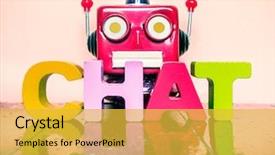  Presentation with tehnology - Beautiful theme featuring information tehnology - retro robot head wirh backdrop and a yellow colored foreground