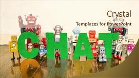  Presentation with chat - Amazing slide set having information tehnology - word chat with vintage robot backdrop and a cream colored foreground