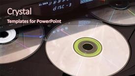  Presentation with golf player playing - Audience pleasing presentation consisting of infra - cd player with open tray backdrop and a wine colored foreground