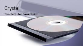  Presentation with golf player playing - Slides enhanced with infra - dvd player with open disc background and a light blue colored foreground