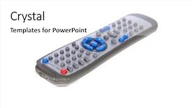  Presentation with risk control - Slides enhanced with infra - dvd remote control isolated background and a white colored foreground