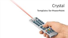  Presentation with remote - Cool new PPT theme with infra - hand with remote control isolated backdrop and a white colored foreground