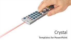  Presentation with waiter hand in white glove - Cool new presentation theme with infra - hand with remote control isolated backdrop and a  colored foreground