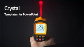  Presentation with infrared - Beautiful presentation theme featuring infra - infrared laser thermometer in hand backdrop and a black colored foreground