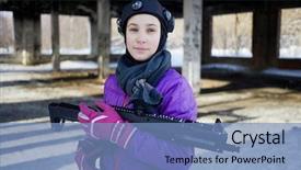  Presentation with teenage girl - Slide deck featuring infra - teenage girl with gaming gun background and a  colored foreground