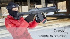  Presentation with hero mask woman - Presentation enhanced with infra - woman in red jacket background and a sky blue colored foreground