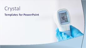  Presentation with fever - PPT theme consisting of infrared-clinical-thermometer-shows-fever background and a sky blue colored foreground