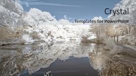  Presentation with infrared - Presentation design featuring infrared landscape showing a lake background and a teal colored foreground