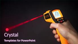  Presentation with infrared - PPT theme featuring infrared laser thermometer in hand background and a wine colored foreground