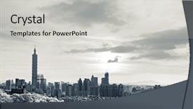  Presentation with skyscraper - Slides having infrared photography in taipei taiwan background and a light gray colored foreground