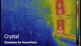  Presentation with imaging - Cool new PPT layouts with infrared radiation - central heating system thermal imaging backdrop and a navy blue colored foreground