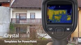  Presentation with imaging - Slide set consisting of infrared radiation - house facade thermal imaging analysis background and a tawny brown colored foreground