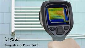  Presentation with element - Slide deck with infrared radiation - thermal image of heating element background and a light blue colored foreground