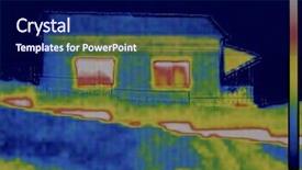  Presentation with radiation - Colorful presentation theme enhanced with infrared radiation - thermal image of house backdrop and a navy blue colored foreground