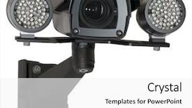  Presentation with camera security - Slides consisting of infrared security black camera isolated background and a white colored foreground