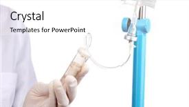  Presentation with infusion - Presentation theme consisting of infrastructure hospitals - nurse doing infusion isolated background and a  colored foreground
