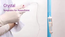  Presentation with infusion - Slide deck having infrastructure hospitals - nurse doing infusion isolated background and a pink colored foreground