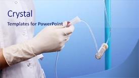  Presentation with infusion - Colorful PPT layouts enhanced with infrastructure hospitals - nurse doing infusion on blue backdrop and a  colored foreground