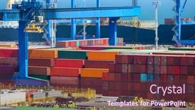  Presentation with transportation infrastructure - Slides with infrastructure-of-an-industrial-seaport background and a tawny brown colored foreground